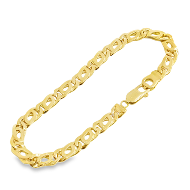 18K Solid Yellow Gold Mens Fancy Bracelet 6 mm